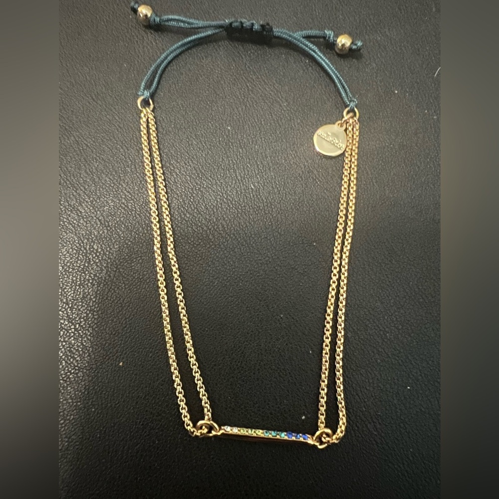 Stella & Dot Gold Chain Adjustable Bracelet with Multicolor Stones